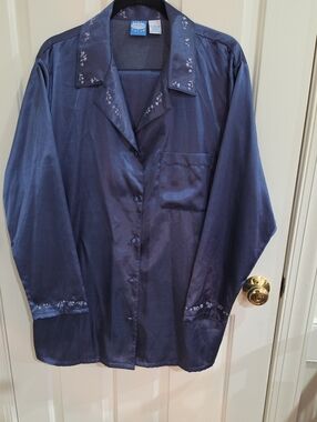 Vintage Sonoma Jean Co. Purple Satin Charmeuse 2-Piece Pajama Set – Size 1X